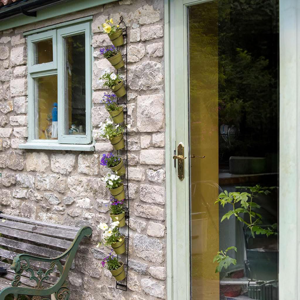 Haxnicks Wall Pot Holder, Create Impressive Vertical Gardens, Easy to Install, Holds 10 Pots, W12 x H170 x D10cm, WALL020101, Black