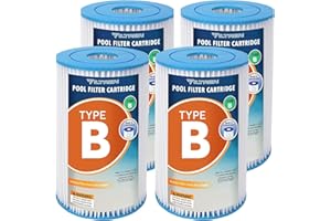 FILTREN Type B Pool Filter Replacement Cartridges for Jacuzzi, Whirlpool, Hot Tub, Swimming Pool, Spa, Compatible with INTEX 2500 GPH Filter Pump-4 Pack