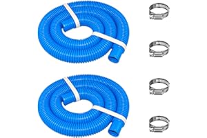 KUMATER Pool Filter Pump Hose for Intex Pool Accessories - 1.25""Diameter Replacement Pool Hoses for Above Ground Pools Parts Compatible with Coleman ＆ Bestway,59""Long With 8 Clamps (2, Blue)