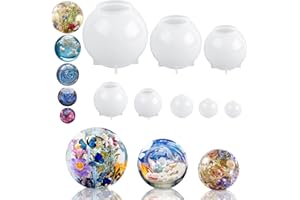 KISREL Sphere Resin Molds, 8 PCS Sphere Silicone Mold, Upgraded 3D Seamless Epoxy Molds，Large Ball Shape Flower Resin Mold for Home Decor, Flowers Preservation
