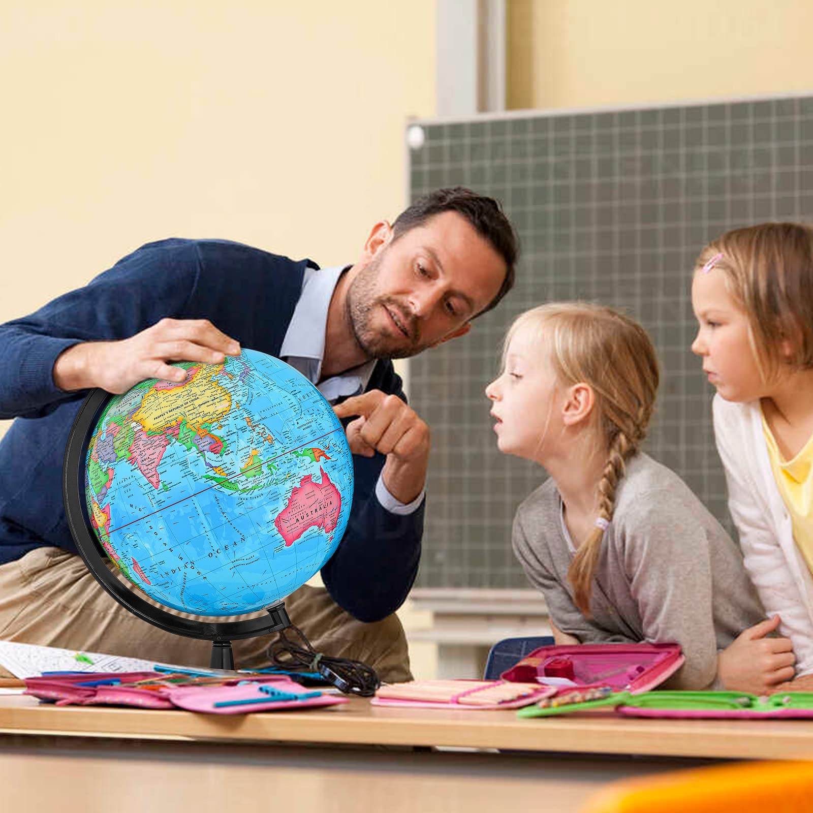 GOCHANGE Political Globe, 13in Educational Globes for Classroom, Educational Tool for Teachers, Parent, 360° Spinning Globe, Suitable for Age 8+ Children