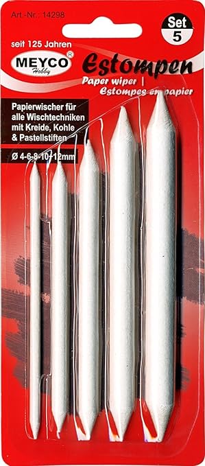 Estompen, Papierwischer, 5 Stück, Durchmesser: 4-6-8-10+12mm