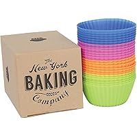 NY Baking Co. Silicone Baking Cups, 2.8" Reusable Cupcake Liners, Stand Alone Pan, BPA Free, Non Stick Individual Molds for M