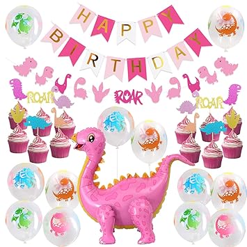 Fangleland Girls Dinosaur Party Decorations Pink Dinosaur Standing