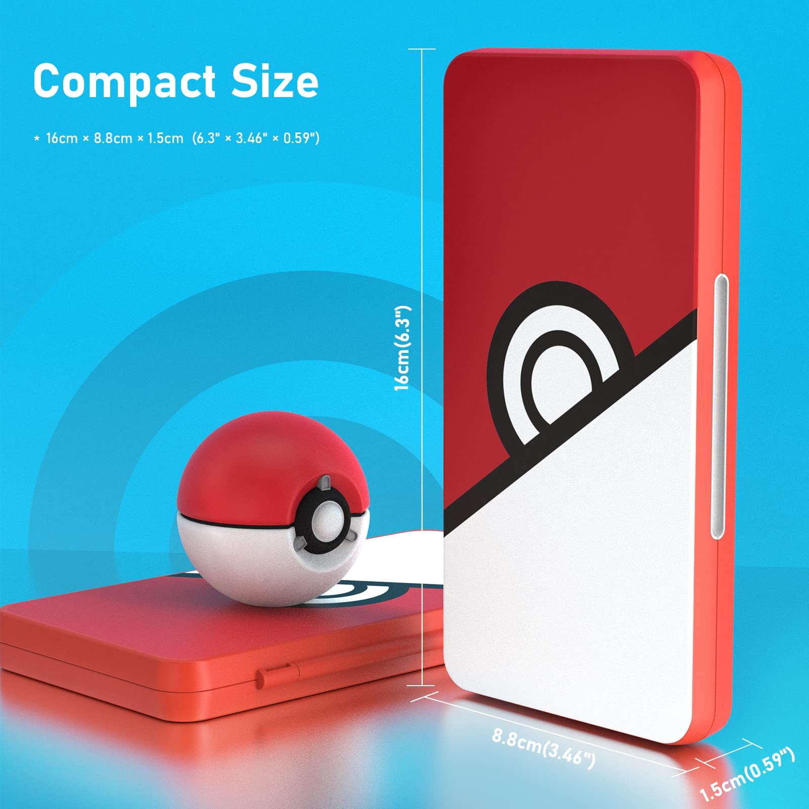 TiMOVO 24 Game Card Case for Nintendo Switch OLED 2021/Switch/Switch lite, 24 Game Holder Cartridge Case for Switch Game Cards and 24 SD Cards, Compact & Portable Game Storage Cases Box, Pokeball