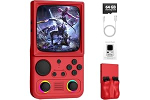 AQHH R36TMAX Retro Handheld Game Console, Portable Retro Gaming Console with 4.0” CRT-Inspired Screen, 4000mAh Arcade Classics, Supports Multiple Emulators, WiFi Network Battling, 64GB (Red)