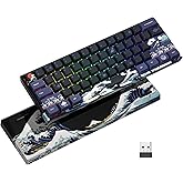 XVX 60% Gaming Keyboard, RGB 3-Modes Wireless Mechanical Keyboard, Mini 60 Percent Gamer Keyboard with Hot-Swappable Pre-lubed Linear Switch for Windows & Mac (Great Wave Off Kanagawa), M61 Pro