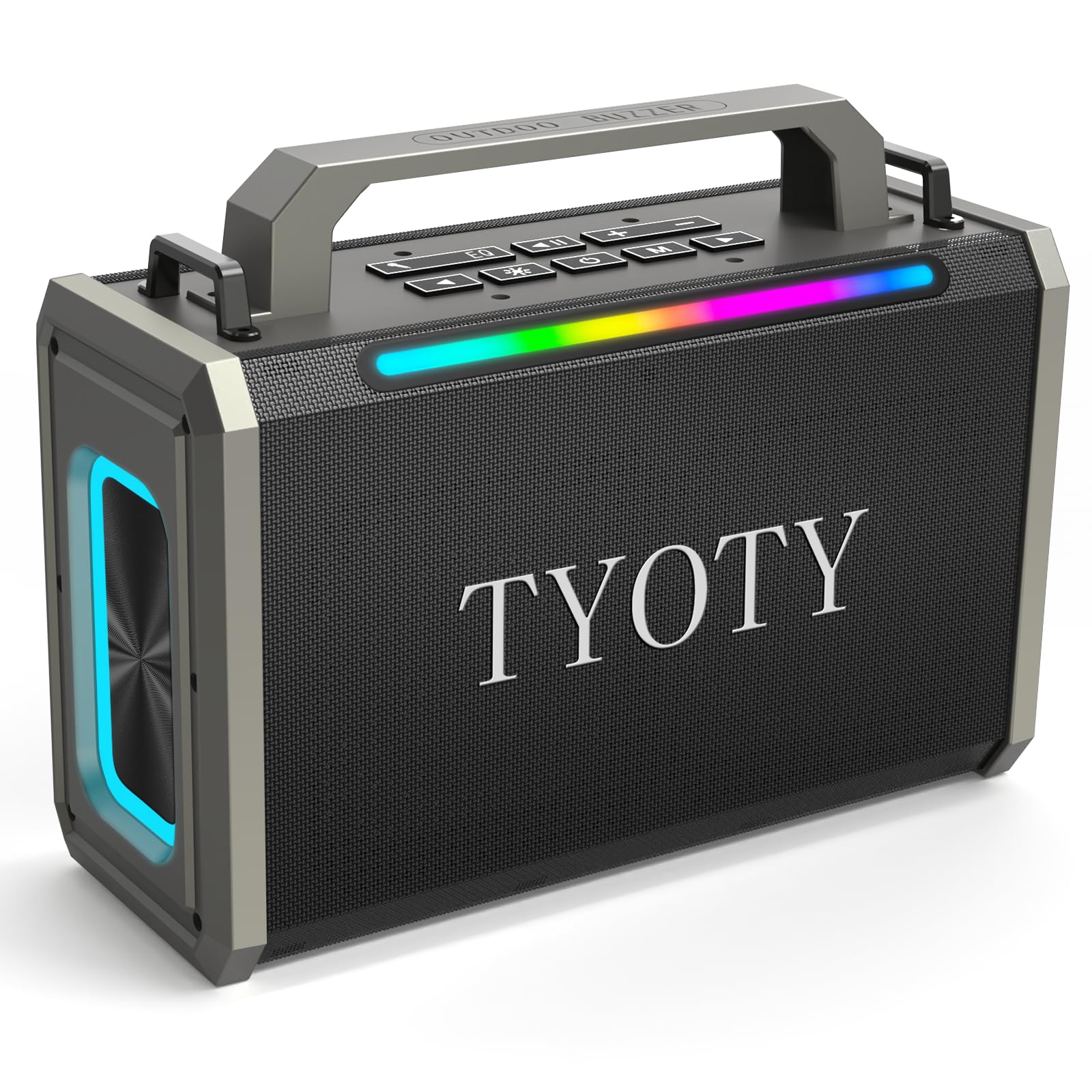 Photo 1 of TYOTY Portable Bluetooth Speaker 80W Loud Wireless Outdoor Stereo Sound Deep Bass IPX5 Waterproof Big Powerful Large Party Speakers with Colorful LED Lights, TWS, EQ, AUX, USB for Home Travel Camping