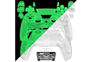eXtremeRate Full Set Shell with Buttons Touchpad Cover, Glow in Dark - Green Custom Replacement Decorative Trim Shell Front Back Plates Compatible with p s 5 Controller BDM-030 BDM-040 BDM-050