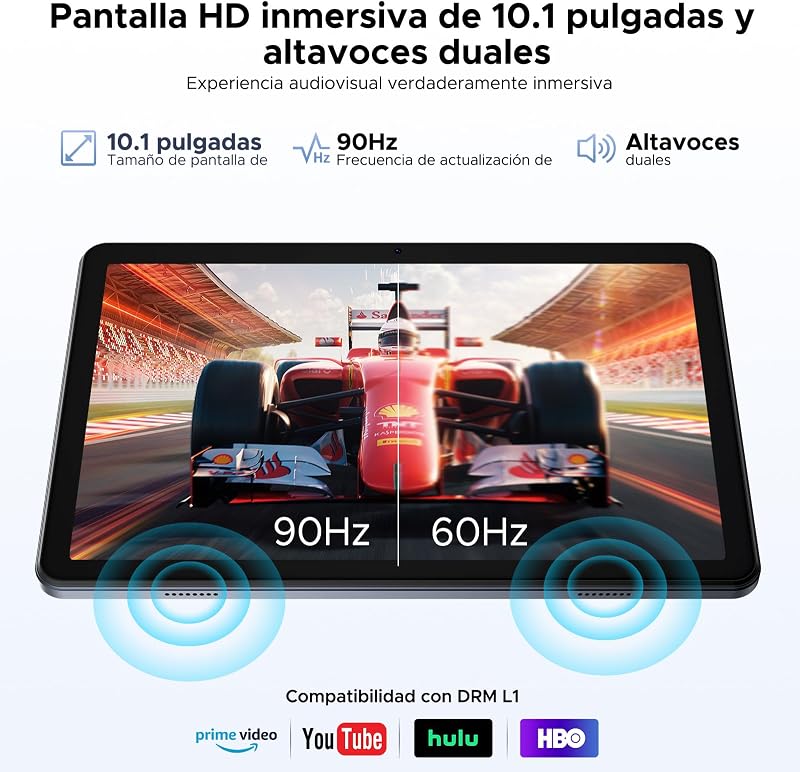 P10 Tablet 10 Pulgadas, Tablets Android 16 con Gemini AI, 48GB RAM+128GB ROM, 7000mAh, Unisoc T310 Quad-Core, 90HzFace ID/2 Speakers - Tablet con Teclado,Lapiz,Funda,Ratón,Auriculares - Gris