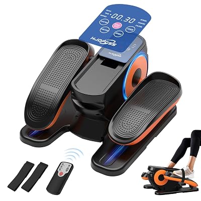 Under Desk Elliptical Machine with 12 Adjustable Speed, Quiet & Portable Seated Pedal with Remote Control & Non-Slip Foot Straps