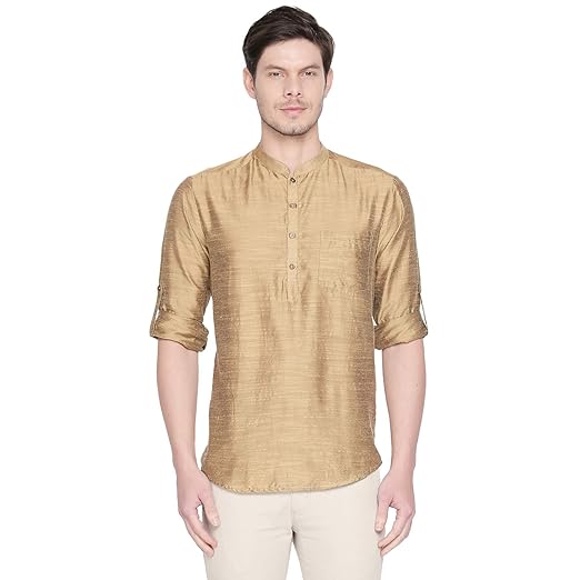 Men's Rayon Kurta (110055128_Gold_XXL)