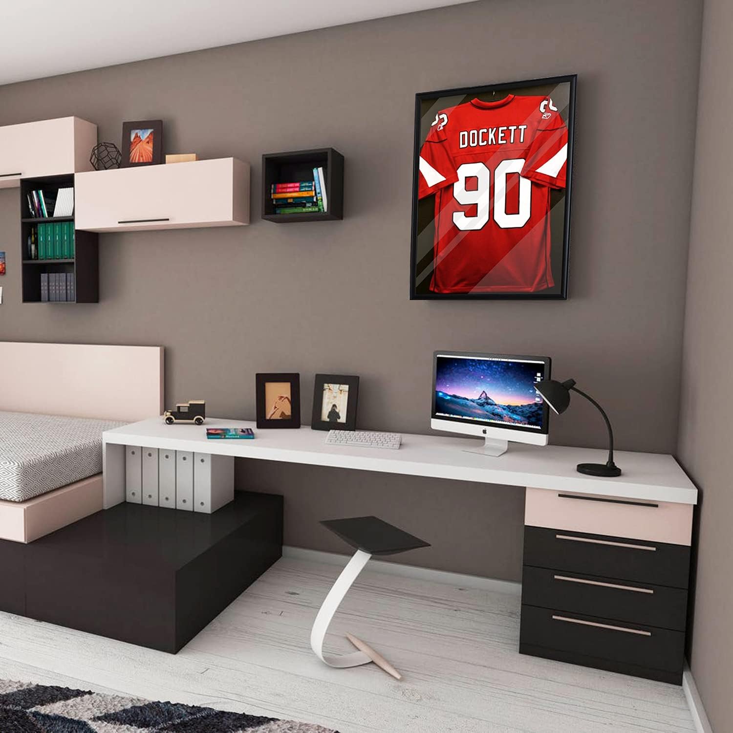 32 inch Jersey Frame Display Case, Large Lockable Shadow Box, UV Protection Acrylic Hanger, Wall Mount Option, Sports Memorabilia Display Case, for Baseball, Basketball, Football, Hockey, Black (Black) : Sports & Outdoors