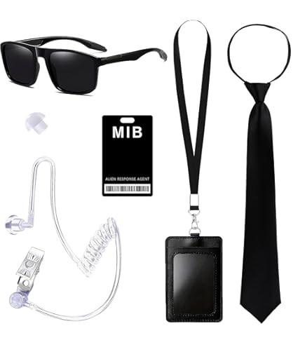 Bodyguard Costume Men Spy Cosplay Sunglasses Earpieces Set 10