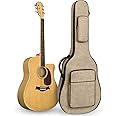 LETSROCK Acoustic Guitar Bag with 0.5 Inch Thick Padding Fit 39 40 41 Inch Acoustic Classical Guitars Waterproof Guitar Gig Bag Guitar Case Khaki