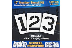 STENCIL PROSTORE Pavement Stencils - 10 inch Number KIT Stencil Set - (12 Piece) - 10" x 7.5" x 1/16" (63 mil) - Light-Duty