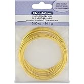Beadalon Carbon Steel Memory Wire, Round, Large Bracelet, Gold Color, 0.5 oz, Approx. 30 coils