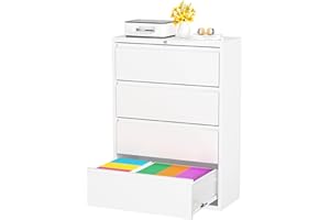 Superday Filing Cabinet Lateral File Cabinet 4 Drawer, Filing Cabinets with Lock, Large Deep Locking Metal File Cabinets Two Drawer Office Cabinet for Legal/Letter/A4/F4 Home Office (White)