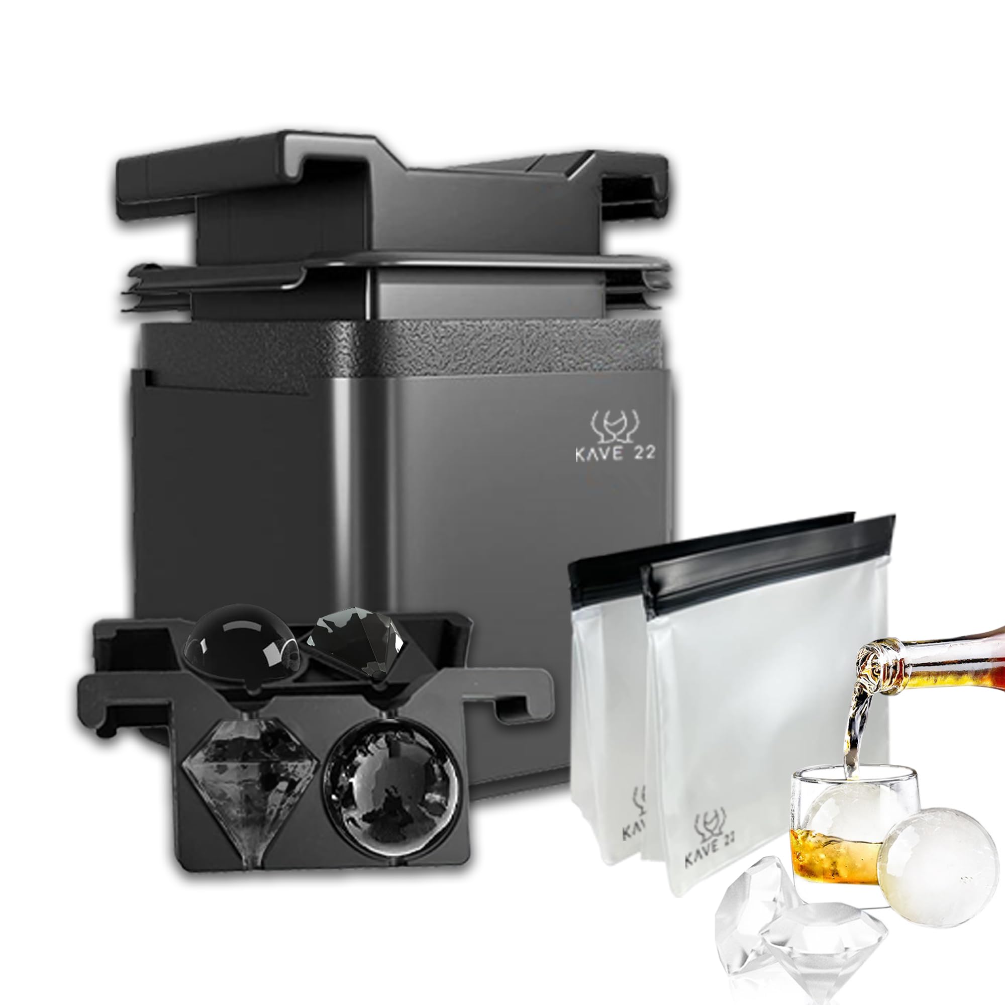 KAVE 22 Diamond Ice Cube Molds, Create 4 Clear Ice