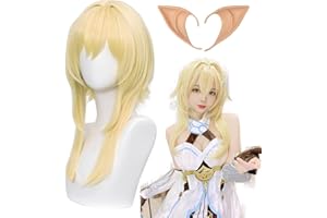 AICOS Alacos Anime Multiple Roles Cosplay Wigs Heat Resistant Halloween Party Wig + Free Cap (TRAVELER-Lumine)