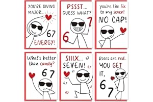 Goroar 36 Pcs Funny Valentine’s Day Cards for Classroom Kids Tween, 6 7 Slang Valentines Card, Stick Figure Teen Slang Valent