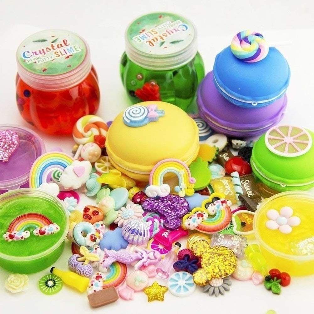 120 Pcs Slime Charms Mixed Candy Sweets Resin Flatback Slime Beads Making Supplies for DIY Scrapbooking Crafts Whith Storage Box