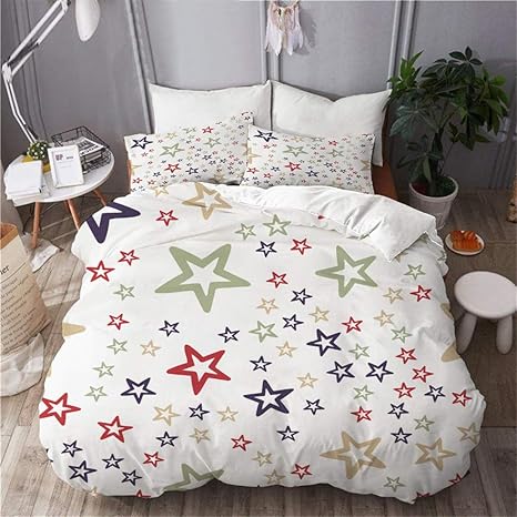 Amazon Totope 布団 格安 セット ランダムな星パターン無限の背景ベクトル 防ダニ 抗菌 柔らかい生地 民族風 可愛い 四節適用 おしゃれ 北欧 寝具 布団 価格 安い 210x210cm 寝具カバーセット オンライン通販