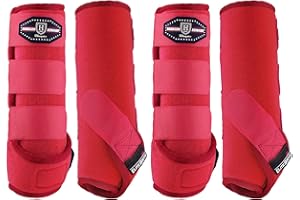 Harrison Howard Horse Sport Medicine Front Shock-Absorbing Boots All-Round Lower Limb Protection & Support Sport Boots Athletic Boots Perfect for Endurance Training and Performance Scarlet Red M