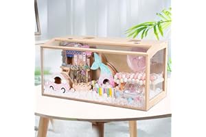 JONS NTY 31.5 inch Wooden Hamster Cage, Large Habitat, Openable Top, Transparent Acrylic for Interior View, Ventilated, Easy to Clean, for Syrian Hamster, Dwarf Hamster, Gerbil, Other Small Pet Animals