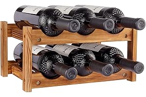 Wine Rack 6 Bottle 2-Tier Wood Wine Storage Easy-Assembly Space-Saving for Wine Lovers,Kitchen Wine Organizer for Countertop,