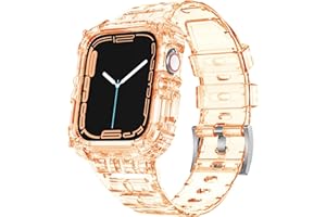 ABELTA Compatible with Clear Apple Watch Band 38mm 40mm 41mm 42mm 44mm 45mm with Protective Case,Shockproof band for iwatch Bands Series 8 7 6 5 4 3 2 1