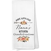 Voatok Nana Floral Kitchen Towels, Nana Gifts for Christmas Birthday from Grandkids Hand Towels, Best Grandma Gifts from Granddaughters Grandsons Dish Tea Towels for Kitchen, 16x24 Inches