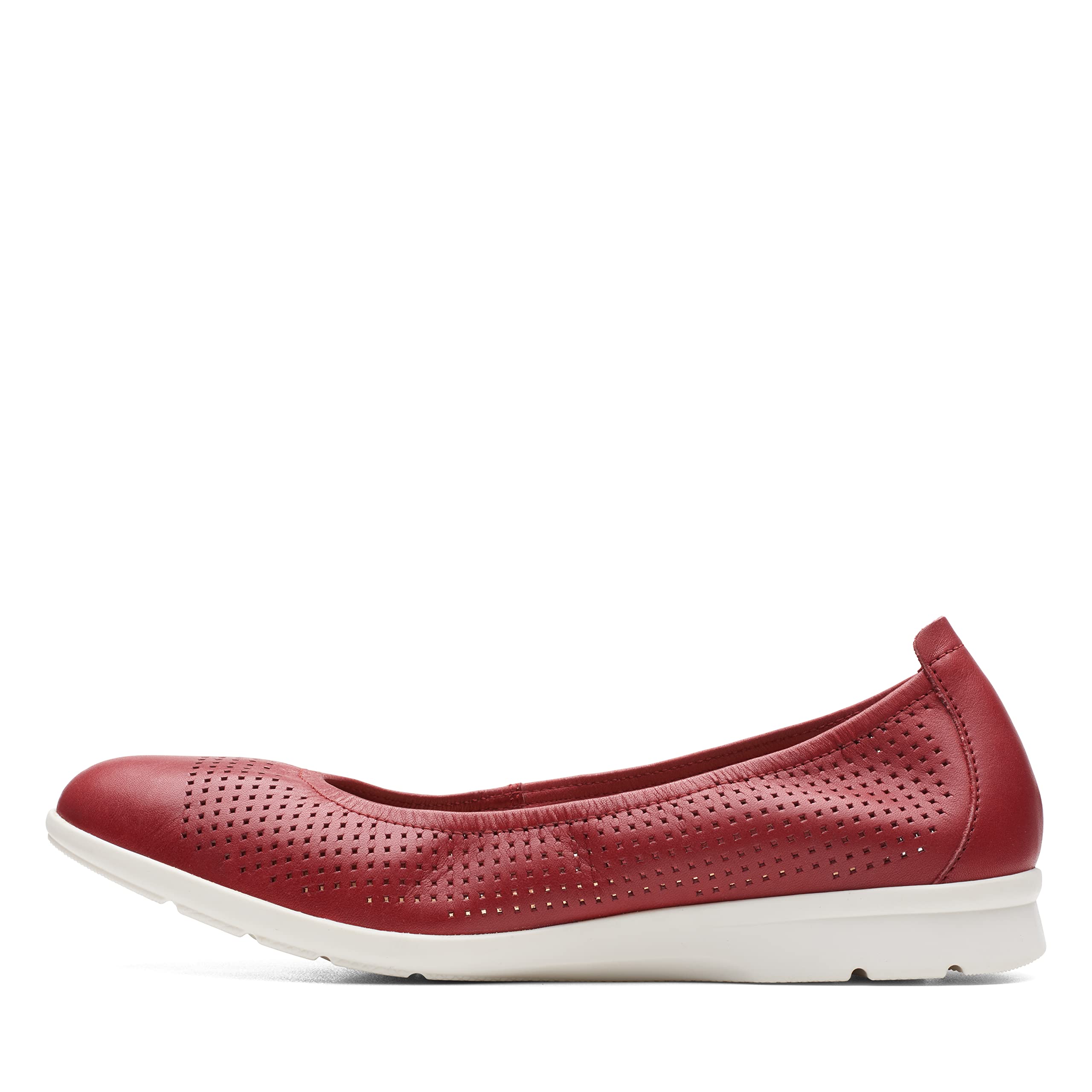 Clarks Jenette Ease Ballet Flat, Red Leather, 11 Medium