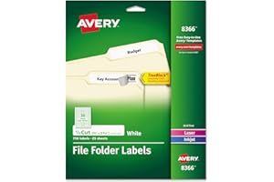 JANITORIAL SUPPLIES Avery 8366 Permanent Filing Labels, 1/3 Cut, 750/PK, White