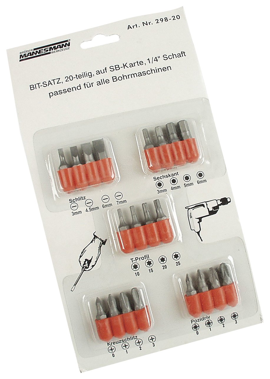 Brueder Mannesmann Tools M 298 20 Bit Set, 20-Piece
