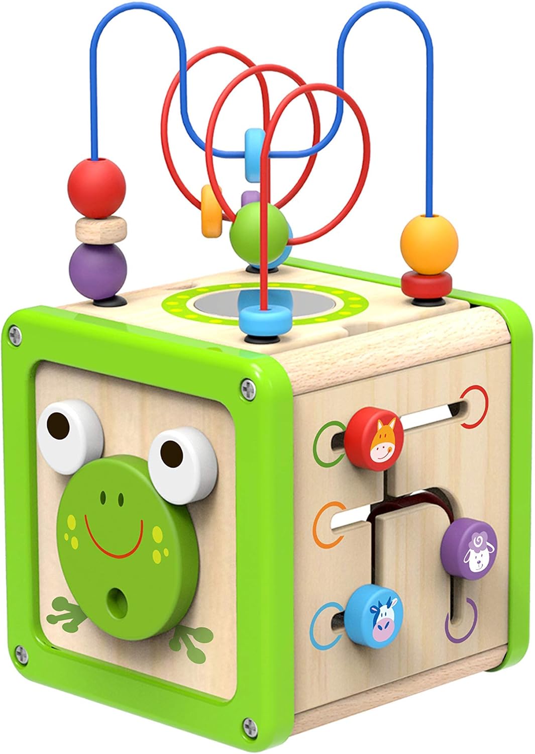 woody treasures Activity Cube Wooden Toys Baby and Toddler Educational Centre with Bead Maze