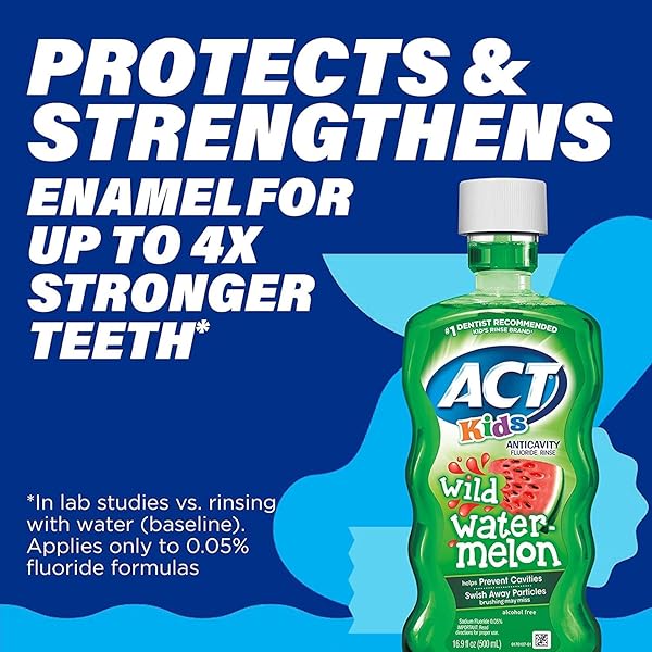 ACT KIDS ANTICAVITY FLUORIDE RINSE WILD WATERMELON 16.9 FL. OZ. ACCURATE DOSING CUP, ALCOHOL FREE