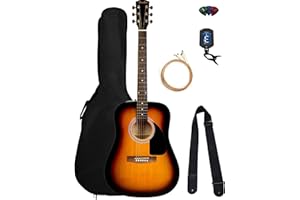 Fender FA-115 Dreadnought Acoustic Guitar - Sunburst Bundle with Gig Bag, Tuner, Strings, Strap, and Picks