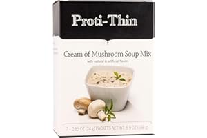Proti-Thin Keto Cream of Mushroom Soup – High Protein (15g), Low Carb, Low Calorie, Gluten-Free, Instant Healthy Diet Soup Mix,1 Pack of 7 Servings
