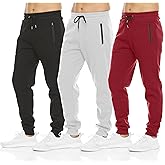 PURE CHAMP Mens Sweatpants 3 Pack Fleece Active Athletic Workout Jogger Sweatpants for Men with Zipper Pocket Size S-3XL