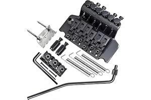QINHRETUO Double Locking Tremolo Bridge System with Arm - Compatible with Floyd Rose & Strat Replacement| Chrome Upgrade Kit for Electric Guitars (black)