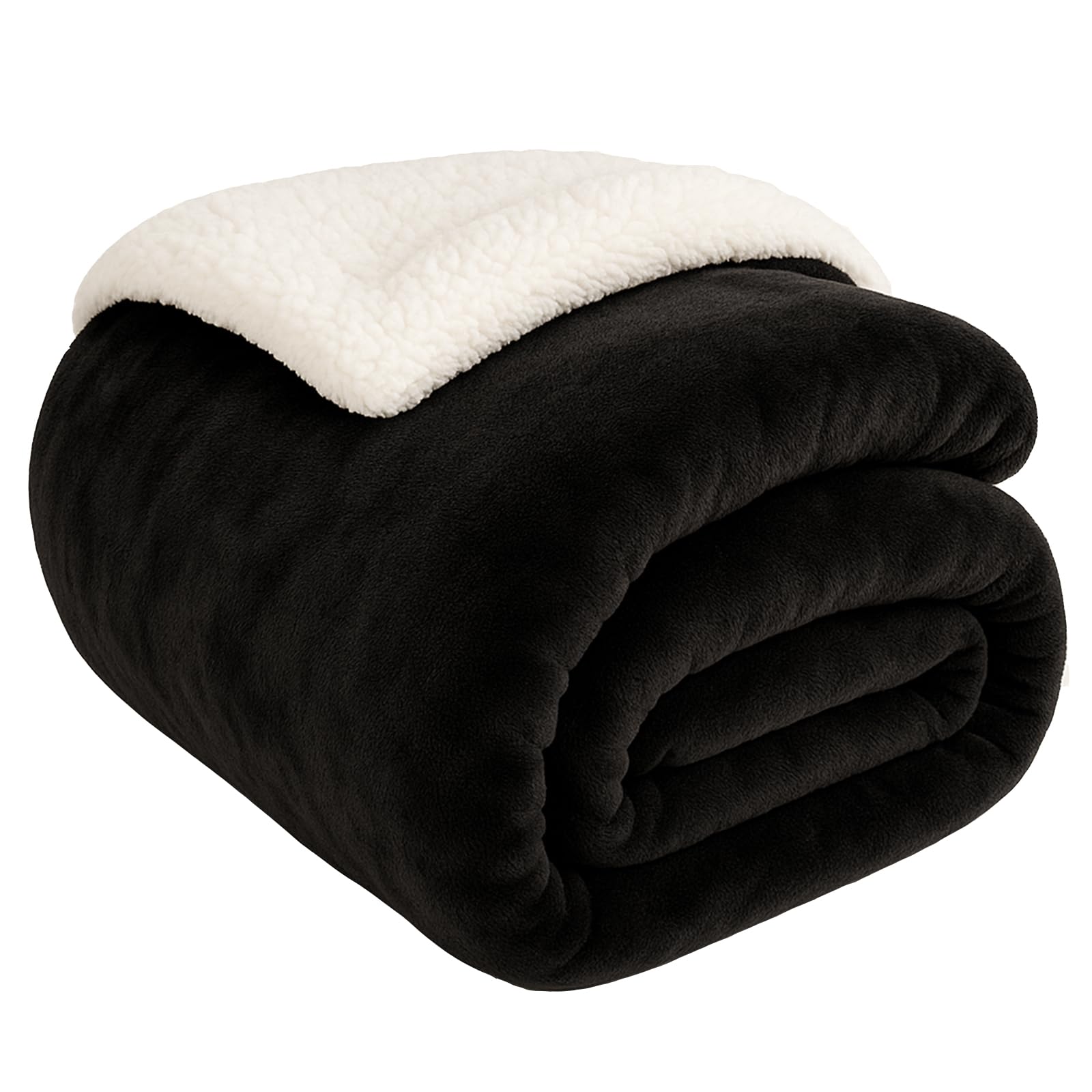 EDS Sherpa Fleece Blanket Throw Dual Sided Plush Fabric Extra Soft Thermal Fluffy Blanket Sherpa Throws for Bed and Sofa Improves Sleep - Black Double 150 X 200 — image 1