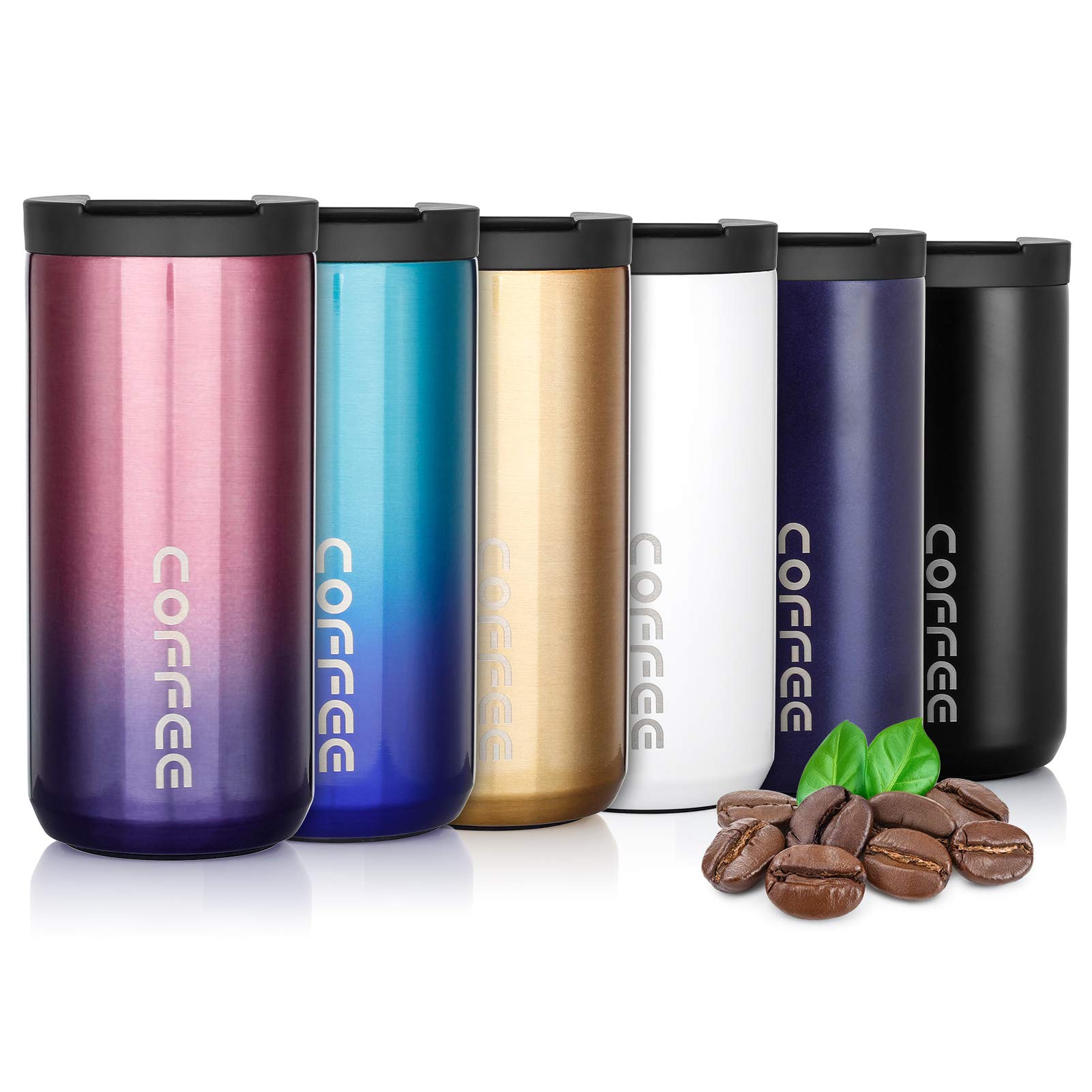 Lalafancy Insulated Coffee Cup 350ml/500ml Vacuum Double Walled Travel Mug Stainless Steel with Leakproof Lid, Car Coffee Mug for Hot and Cold Water and Tea