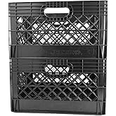 JEZERO 24 Quart 2-Pack Heavy Duty Plastic Crate | Stackable Multi-Purpose Storage Bin for Garage, Home, Office, Groceries, Outdoor, Camping & Kayaking | Black Utility Tote, 19" x 13" x 11"