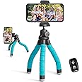 UBeesize Phone Tripod, Portable and Flexible Tripod with Wireless Remote and Clip, Cell Phone Tripod Stand for Video Recording Blue