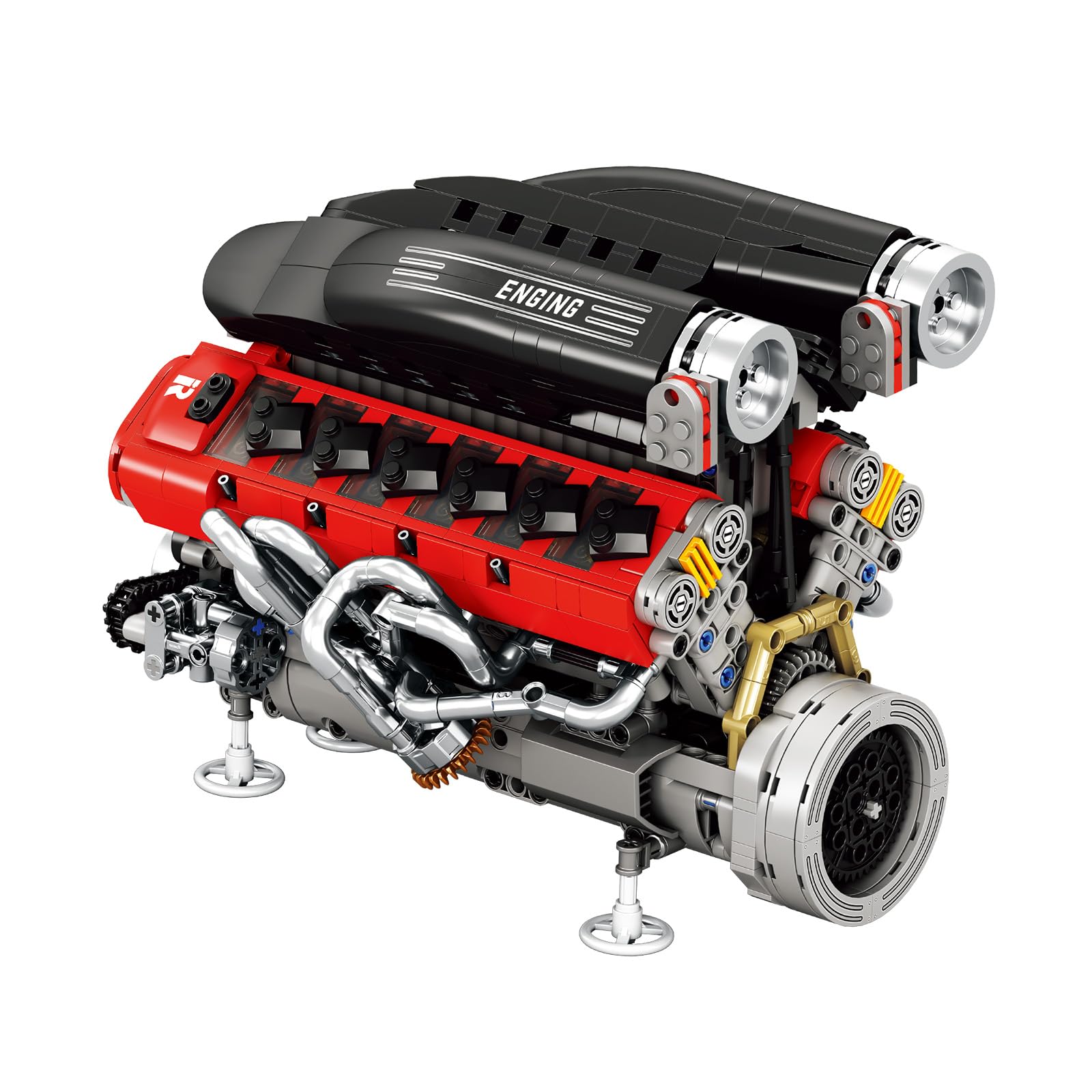 Reobrix V12 Engine Building Kit Adults, Electric 65-Degree V-Angle Supercar Engine Model That Works with Motor, 33016 Technical Mechanical Toy Kit Display Collection, STEM Car Hobby Gift, 1240Pcs