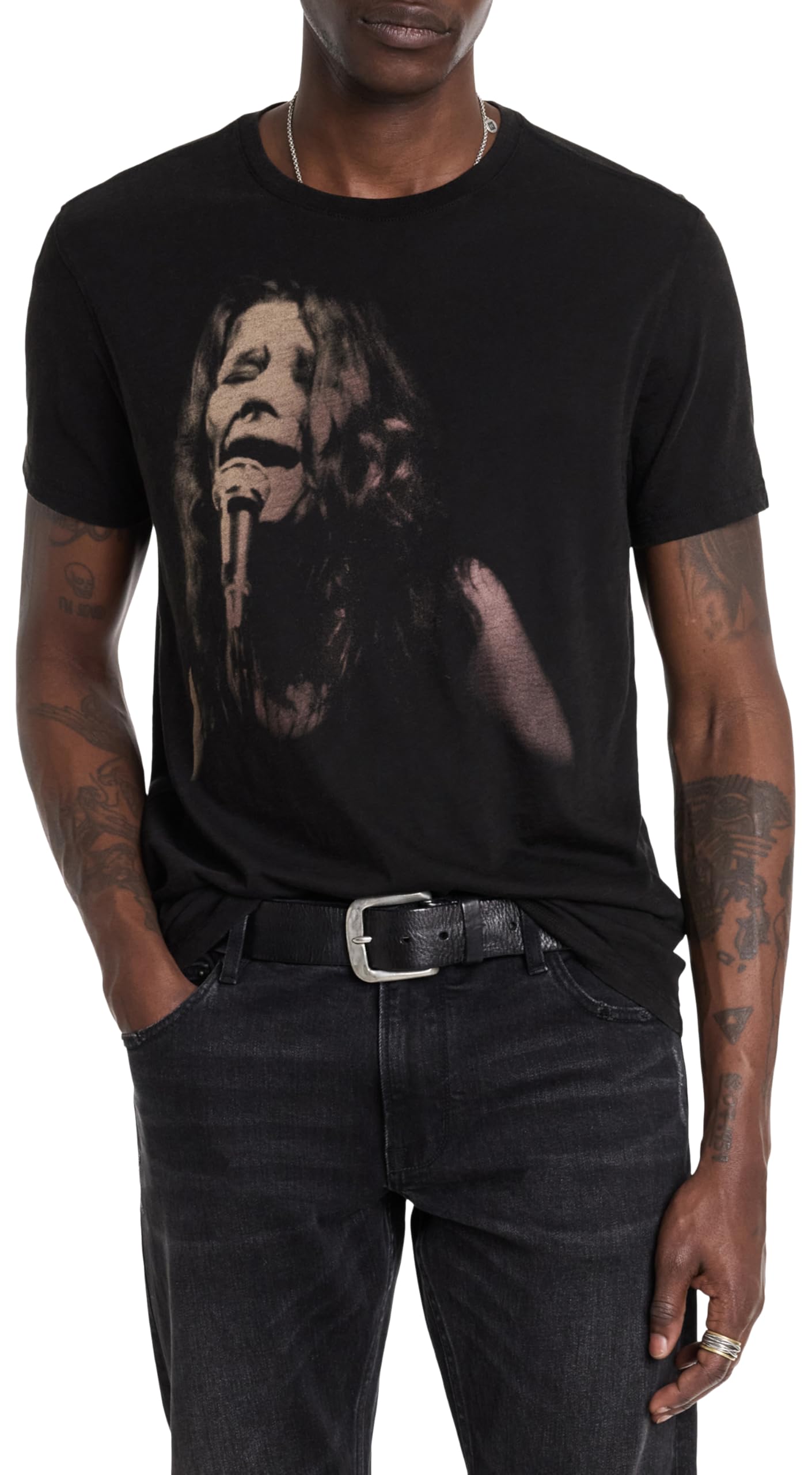 John Varvatos Men’s Janis Joplin Tee, Black