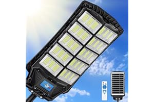 ZIZIWIN 12000W Solar Street Lights Outdoor Waterproof, Large Solar Parking Lot Lights Dusk to Dawn with Remote Control and Motion Sensor, Pole or Wall Mounted, for Outside Yard Garage Barn Driveway