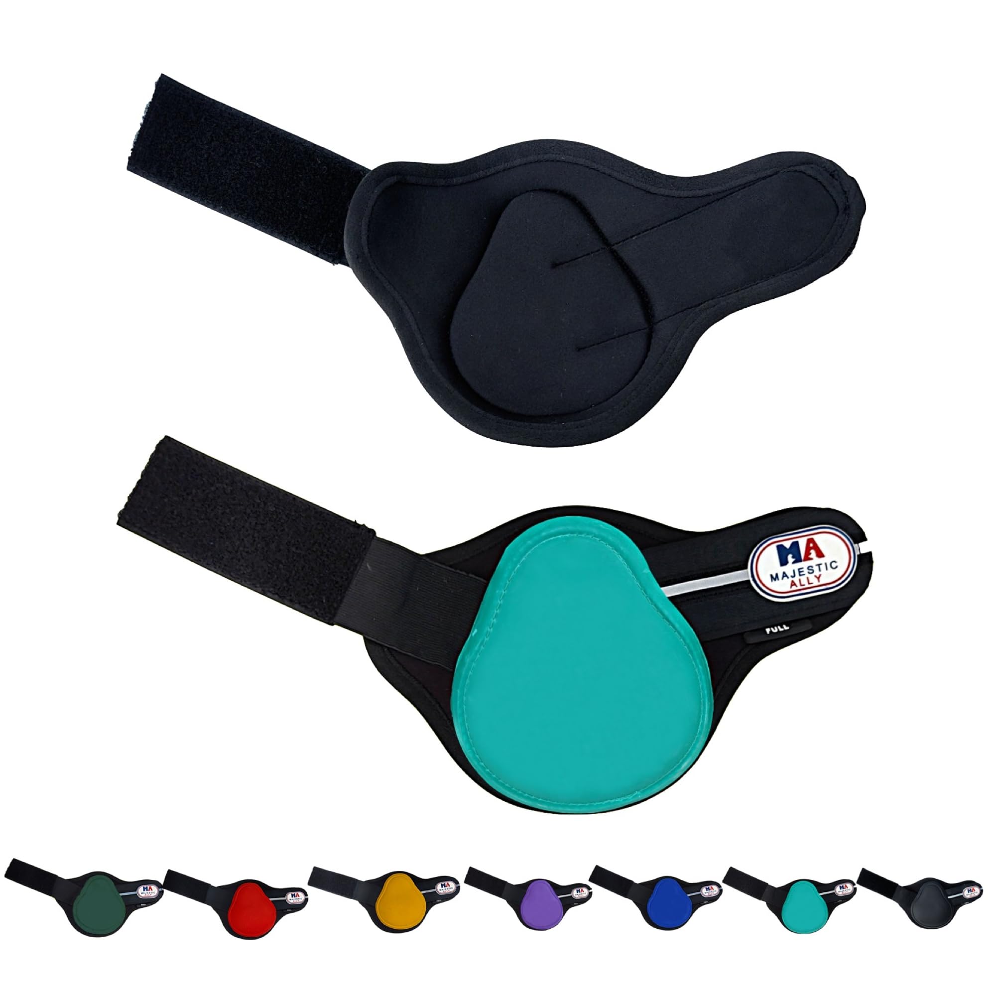 Majestic Ally Pair of Horse Fetlock Boots (Turquoise-Black)