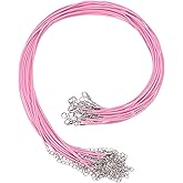 HARFINGTON 20Pcs Waxed Necklace Cord Bulk Pink 1.5mm Dia 18" Necklace String Rope with Chain Clasp for Pendants Bracelets Jewelry Making Supplies Accessories